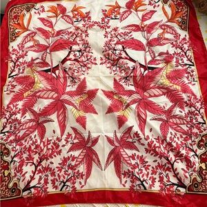 Othr Red and White Floral Scarf
